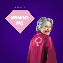 Background for Social Media with Mature Smiling Woman