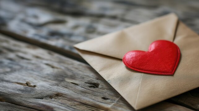 a love letter and red heart-shaped papers. Send or write a love letter on Valentine's Day. with copy space.
