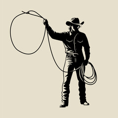 Standing cowboy with lasso in hand