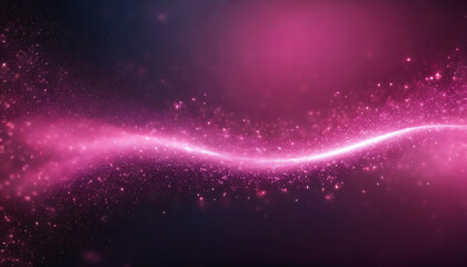 abstract background curvy pink particle flow. Christmas light shine particles bokeh on dark background. pink lighting. Holiday concept