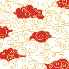 Chinese clouds vector illustration. Zen-like appreciation for Chinese clouds elevates essence Asian culture Chinese background motifs embrace ornate charm vintage cloud patterns Cloudy skies in East