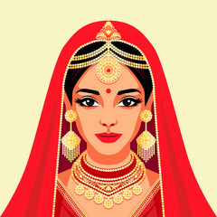 Beautiful Indian bride in red dress