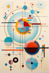 Abstract Geometric Art by Kandinsky: Dynamic Shapes and Serene Palette
