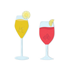 Vector summer cocktail drink cartoon illustration and flat cocktail design template