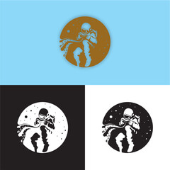 Vector Illustration astronaut floating in space holding a controller