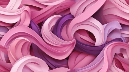  a close up of a bunch of pink and purple colored paper like things that look like wavy strips of paper.