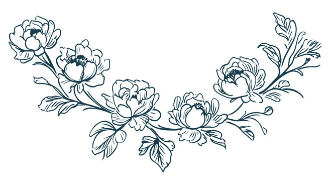 Timeless Peony Flower: Elegant Hand-Drawn Style, Floral Vector Arrangement for Prints and Decorative Gifts