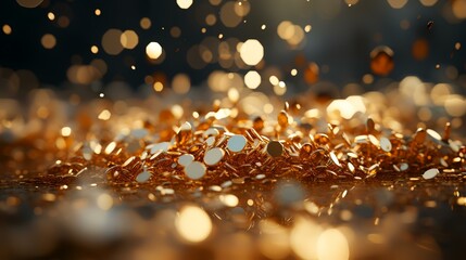 Fototapeta na wymiar Gold Confetti: 8K/4K Photorealistic Ultra Photonic Elegance