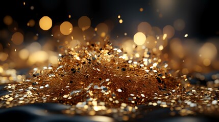 Fototapeta na wymiar Gold Glitter Sparkle Background: Transparent Elegance