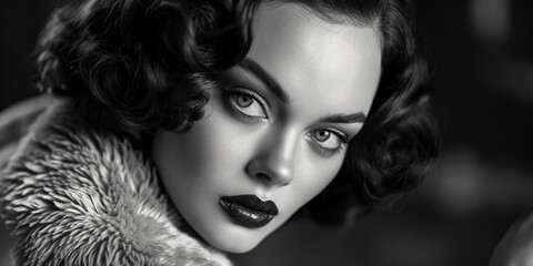 Old Hollywood glamour portrait, classic starlet with marcel waves, high-contrast black and white © Marco Attano