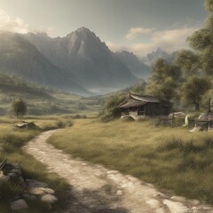 Obraz premium Plateau Tranquility: A Nostalgic Retreat