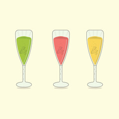 Vector summer cocktail drink cartoon illustration and flat cocktail design template