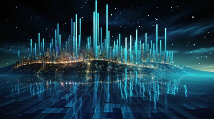 Representation of data analytics,charts, graphs and data driven insights emerging from a sea of information