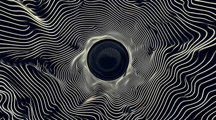 Ferrofluid vector pattern with a circle in the middle rippling out, vector, lines, organic