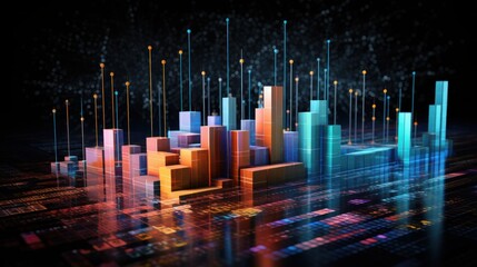 Representation of data analytics,charts, graphs and data driven insights emerging from a sea of information