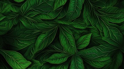  a close up view of a green leafy plant with lots of leaves on the top and bottom of it. - obrazy, fototapety, plakaty