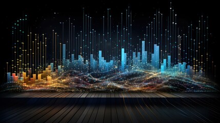 Representation of data analytics,charts, graphs and data driven insights emerging from a sea of information