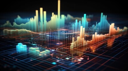 Representation of data analytics,charts, graphs and data driven insights emerging from a sea of information