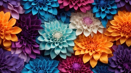  a bunch of colorful flowers that are in the middle of a wall of multicolored paper flowers on top of each other.