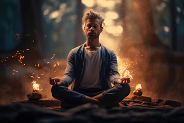 A person engrossed in the practice of mindfulness, focusing on the present moment and embracing a sense of inner peace. Concept of mindful living. Generative Ai. - obrazy, fototapety, plakaty
