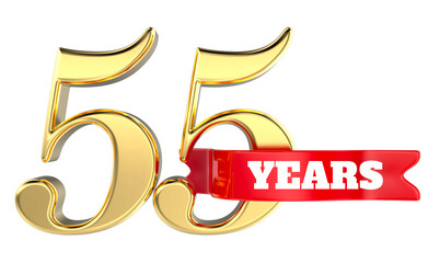 55 Anniversary Gold With Red 3D