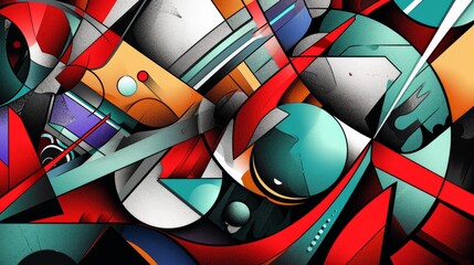 Geometrical shapes, vorticism art style