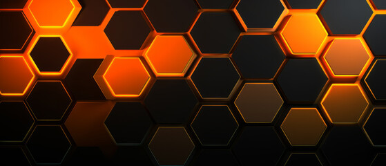 Obraz premium Hexagonal Pattern with Glowing Orange Accents.