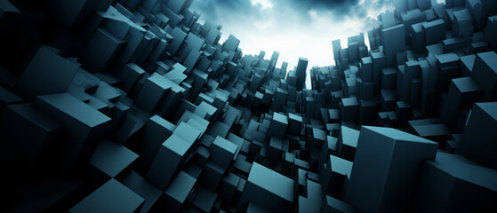 Monochromatic Cityscape of Cubes.