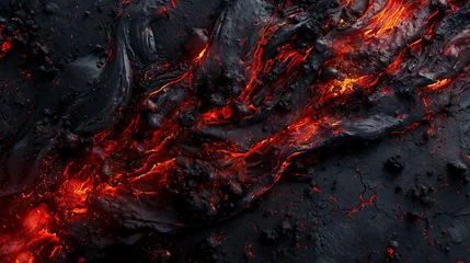 Fotobehang Close up texture of lava flow  - red and black background © LiezDesign