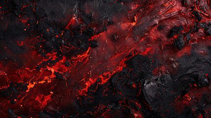 Close up texture of lava flow  - red and black background - obrazy, fototapety, plakaty