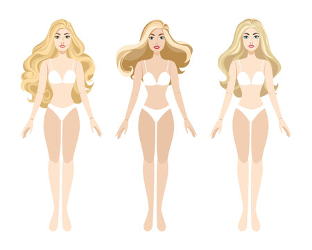 Fashion dolls set with blond hair wearing bikini