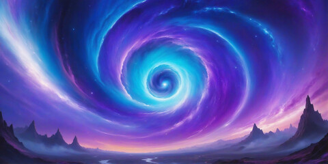 a painting of a purple vortex in the sky, surreal colors, surreal space. ai generative - obrazy, fototapety, plakaty