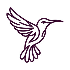 Obraz premium Hummingbird Logo illustration, Silhouette vector of humming bird line logo icon design on isolated background