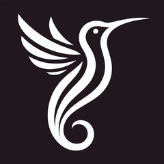 Hummingbird Logo illustration, Silhouette vector of humming bird line logo icon design on isolated background