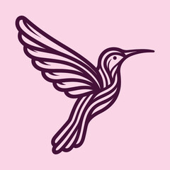 Obraz premium Hummingbird Logo illustration, Silhouette vector of humming bird line logo icon design on isolated background