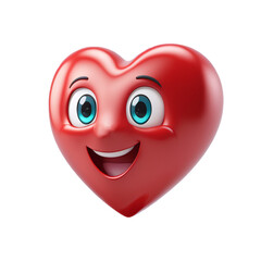 Heart emoticon with happy face 3d. 