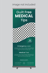 Medical and healthcare roll up banner design and template design fill editable file with roll up mockup standee design