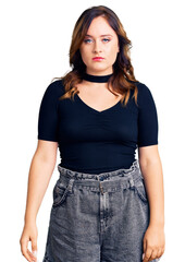 Fototapeta premium Young beautiful caucasian woman wearing casual clothes with serious expression on face. simple and natural looking at the camera.