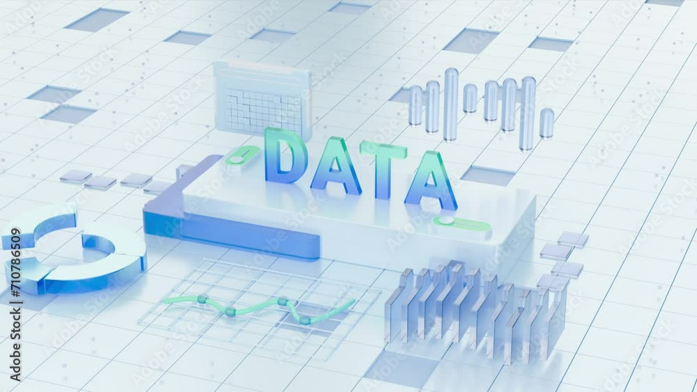 Poster Digital Data Network binary code running,big data concept, dark blue number grid dot line, 3d rendering