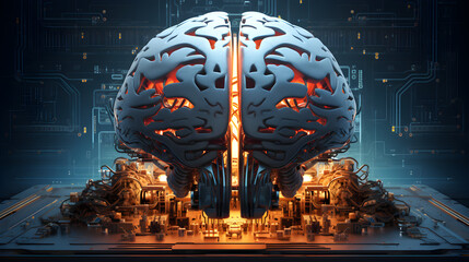 brain idea in the midnight, bright idea, AI generate - obrazy, fototapety, plakaty