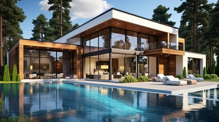 Fototapeta premium luxury hotel swimming pool high definition photographic creative image