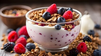 muesli with yogurt and berries,