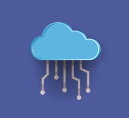A symbol of cloud computing technology, the concept of an online 
data warehouse for business. 3d vector, icon.