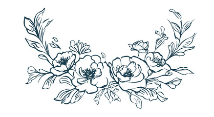 Timeless Peony Flower: Elegant Hand-Drawn Style, Floral Arrangement for Prints and Decorative Gifts, PNG transparent background