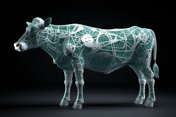 Large corporate profit genetically modified cow. Generative AI - obrazy, fototapety, plakaty