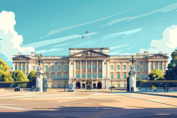 Buckingham Elegance - Ultradetailed Illustration for Royal Grandeur - obrazy, fototapety, plakaty