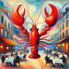 Red crab, painting.