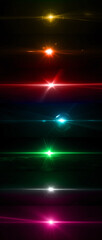 Multicolored Optical Solar Light Lens Flare Effect Isolated On Black Background. Lens Flare...