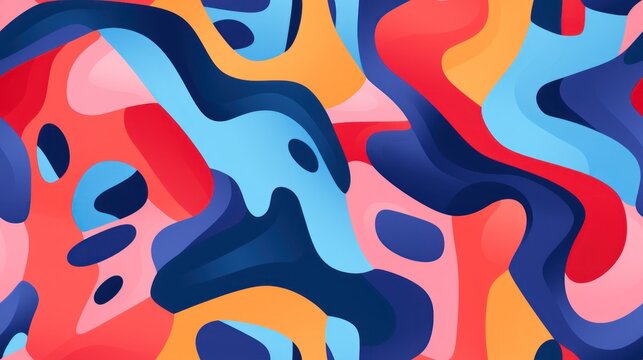  a multicolored abstract background with a pattern of wavy shapes and colors of blue, red, orange, and pink.