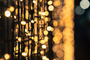Christmas decorations, lights on city streets, bokeh